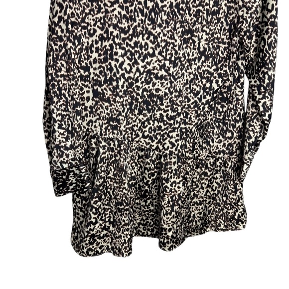 Zara Leopard Animal Print Button Front Oversized Tunic Top Size S Long Sleeve - Picture 9 of 9